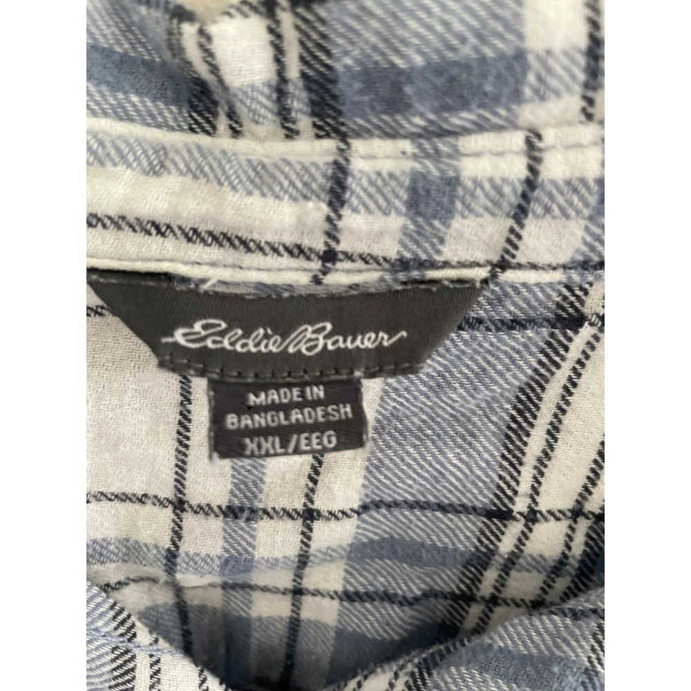 Eddie Bauer Womens‎ XXL Blue White Plaid Flannel Button Down Shirt Long Sleeve - Picture 3 of 5